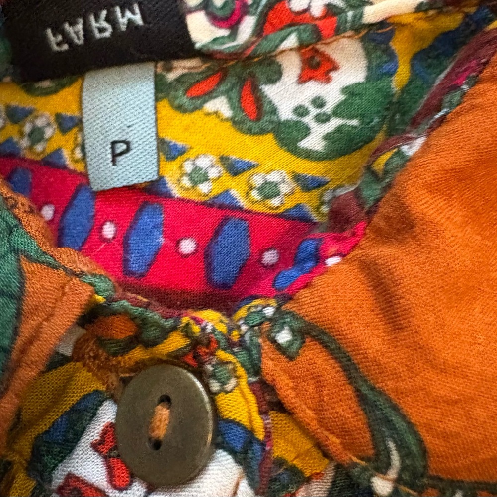 Farm Rio Women’s Colourful Mandel Patterned Button Down Open Back Top Size Small - Picture 7 of 16